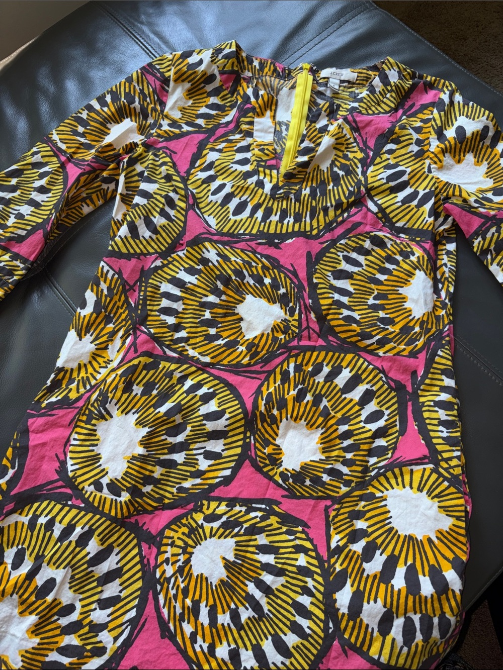 J.Crew Bold Geometric Print Tunic Dress in Pink, Yellow & White